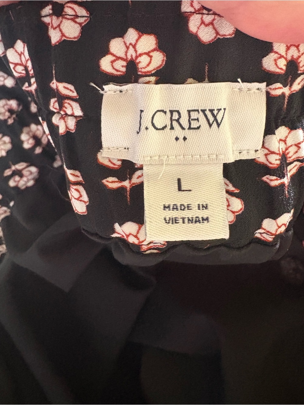 J. Crew skirt black with White and Pink Floral Print